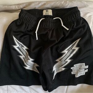Eric Emanuel Black Lightning Bolt Shorts Men’s Size Medium Mesh Basketball